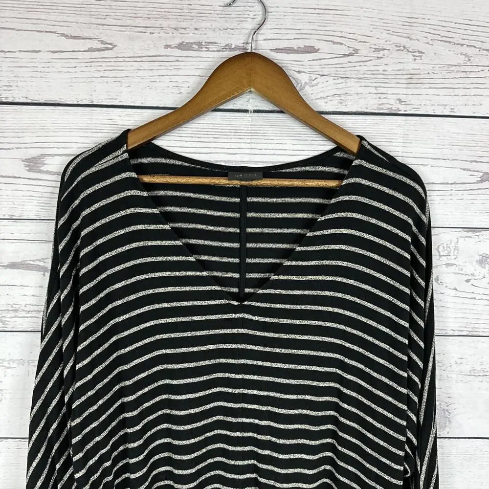 J Jill Shirt Womens XL Black Gray Wearever Stretch Slinky Tunic Casual‎